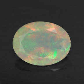 0.67캐럿 천연 멀티컬러 오팔, 투명한, 8.1×6.1 mm, 투명/반투명