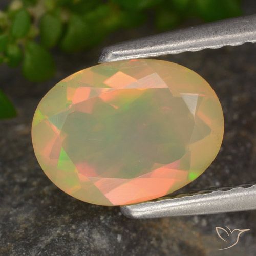 0.71ct 자연스러운 다색 오팔, 타원형, 투명한