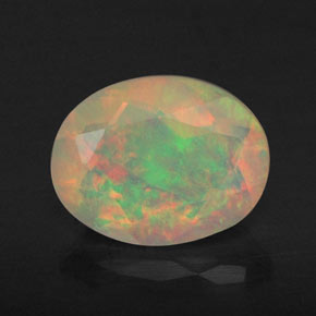 0.89캐럿 천연 멀티컬러 오팔, 투명한, 8.2×6.3 mm, 투명/반투명