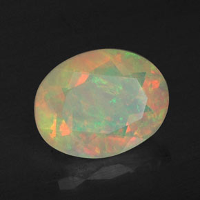 0.89캐럿 천연 멀티컬러 오팔, 투명한, 8.2×6.3 mm, 투명/반투명