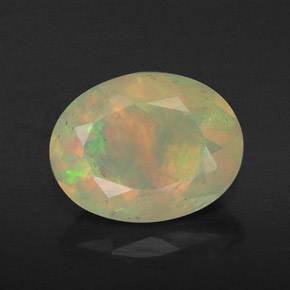 0.80캐럿 천연 멀티컬러 오팔, 타원형 컷, 8×6.2 mm, 투명한