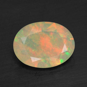 0.66캐럿 천연 멀티컬러 오팔, 투명한, 8.2×6.1 mm, 투명/반투명