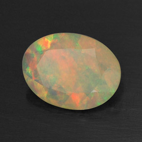 0.66캐럿 천연 멀티컬러 오팔, 투명한, 8.2×6.1 mm, 투명/반투명