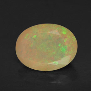 0.87캐럿 천연 멀티컬러 오팔, 투명한, 8×6.1 mm, 투명/반투명