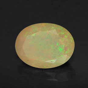 0.87캐럿 천연 멀티컬러 오팔, 투명한, 8×6.1 mm, 투명/반투명