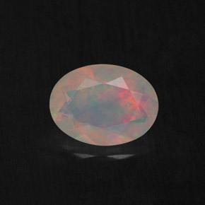 0.77캐럿 천연 멀티컬러 오팔, 투명한, 8.1×6.1 mm, 투명/반투명