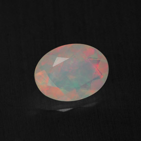 0.77캐럿 천연 멀티컬러 오팔, 투명한, 8.1×6.1 mm, 투명/반투명