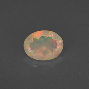 0.75캐럿 천연 멀티컬러 오팔, 투명한, 8.1×6.1 mm, 투명/반투명