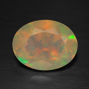 1.26캐럿 천연 멀티컬러 오팔, 투명한, 9.1×7.1 mm, 투명/반투명
