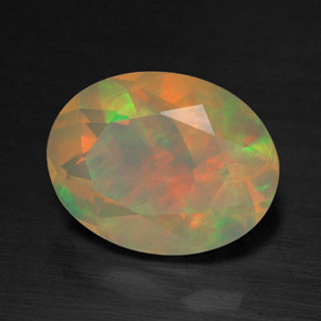 1.26캐럿 천연 멀티컬러 오팔, 투명한, 9.1×7.1 mm, 투명/반투명