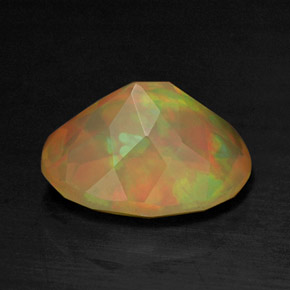 1.26캐럿 천연 멀티컬러 오팔, 투명한, 9.1×7.1 mm, 투명/반투명