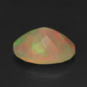 1.09캐럿 천연 멀티컬러 오팔, 타원형 컷, 9×7.1 mm, 투명한