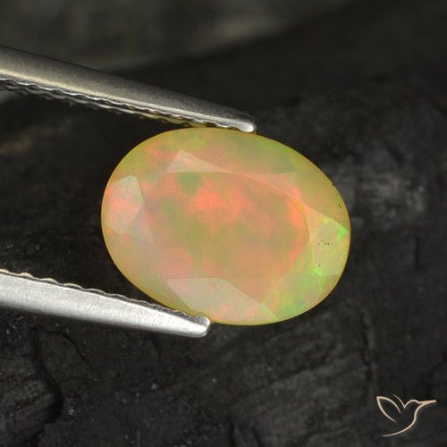 1.21ct 자연스러운 다색 오팔, 타원형, 투명한