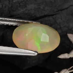 1.04캐럿 천연 멀티컬러 오팔, 타원형 컷, 9.1×7 mm, 투명한
