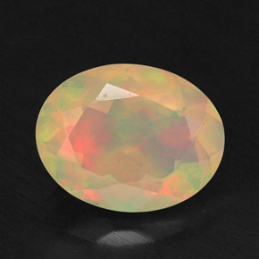 1.22캐럿 천연 멀티컬러 오팔, 투명한, 9.1×7.1 mm, 투명/반투명