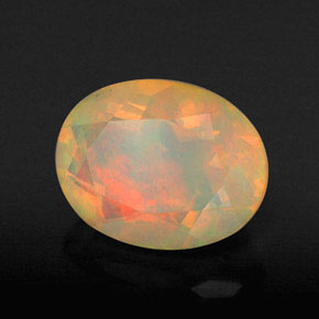 1.20캐럿 천연 멀티컬러 오팔, 투명한, 8.9×7 mm, 투명/반투명