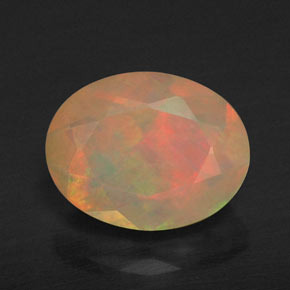 1.18캐럿 천연 멀티컬러 오팔, 투명한, 9.1×7.1 mm, 투명/반투명