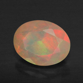 1.18캐럿 천연 멀티컬러 오팔, 투명한, 9.1×7.1 mm, 투명/반투명