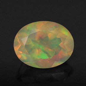 1.43캐럿 천연 멀티컬러 오팔, 투명한, 9.2×7.2 mm, 투명/반투명