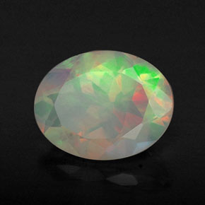 1.11캐럿 천연 멀티컬러 오팔, 투명한, 9×7 mm, 투명/반투명