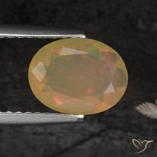 0.86ct 자연스러운 다색 오팔, 타원형, 투명한