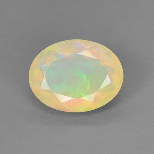 1.13캐럿 천연 멀티컬러 오팔, 타원형 컷, 9.1×7 mm, 투명한