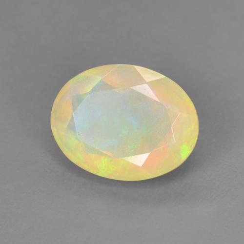 1.13캐럿 천연 멀티컬러 오팔, 타원형 컷, 9.1×7 mm, 투명한