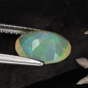 1.05캐럿 천연 멀티컬러 오팔, 타원형 컷, 9.1×7.1 mm, 투명한