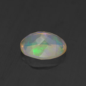 1.17캐럿 천연 멀티컬러 오팔, 투명한, 9×7 mm, 투명/반투명