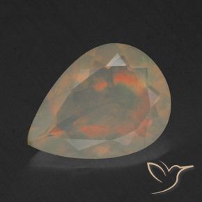 1.66ct 자연스러운 다색 오팔, 배 모양, 투명한
