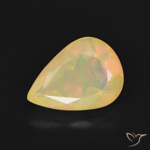 1.66ct 자연스러운 다색 오팔, 배 모양, 투명한
