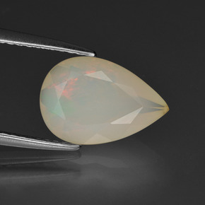 1.65캐럿 천연 멀티컬러 오팔, 배 모양, 12×8.1 mm, 투명한