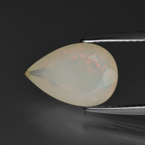 1.65캐럿 천연 멀티컬러 오팔, 배 모양, 12×8.1 mm, 투명한