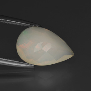 1.65캐럿 천연 멀티컬러 오팔, 배 모양, 12×8.1 mm, 투명한