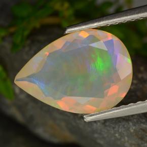 1.49캐럿 천연 옐로우 오팔, 배 모양, 11.8×8.3 mm, 투명한