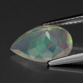 1.63캐럿 천연 멀티컬러 오팔, 배 모양, 11.6×8.6 mm, 투명한
