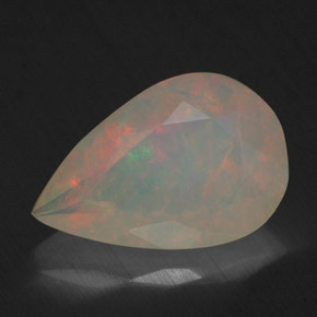 1.74캐럿 천연 멀티컬러 오팔, 배 모양, 12.3×8.1 mm, 투명한