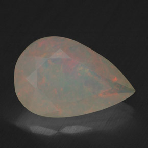 1.74캐럿 천연 멀티컬러 오팔, 배 모양, 12.3×8.1 mm, 투명한