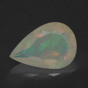 1.45캐럿 천연 멀티컬러 오팔, 배 모양, 11.7×8 mm, 투명한