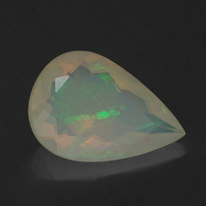 1.45캐럿 천연 멀티컬러 오팔, 배 모양, 11.7×8 mm, 투명한