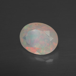 1.83캐럿 천연 멀티컬러 오팔, 타원형 컷, 10.2×8.2 mm, 투명한