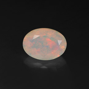 1.54캐럿 천연 멀티컬러 오팔, 타원형 컷, 10.2×7.5 mm, 투명한