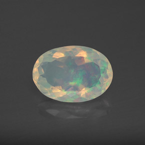 1.92캐럿 천연 멀티컬러 오팔, 타원형 컷, 11×7.8 mm, 투명한