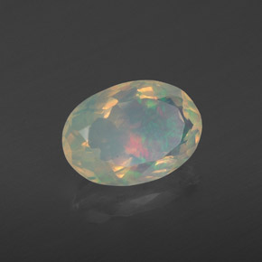 1.92캐럿 천연 멀티컬러 오팔, 타원형 컷, 11×7.8 mm, 투명한