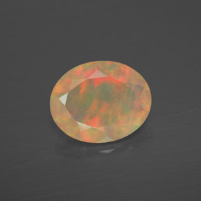 1.55캐럿 천연 멀티컬러 오팔, 투명한, 10.1×8.1 mm, 투명/반투명