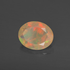 1.55캐럿 천연 멀티컬러 오팔, 투명한, 10.1×8.1 mm, 투명/반투명