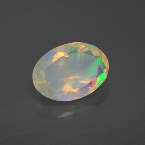 1.77캐럿 천연 멀티컬러 오팔, 타원형 컷, 10.9×7.7 mm, 투명한