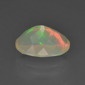 1.64캐럿 천연 멀티컬러 오팔, 타원형 컷, 10.3×7.5 mm, 투명한