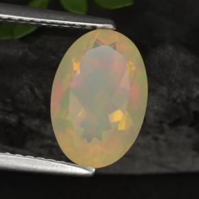 1.55캐럿 천연 멀티컬러 오팔, 타원형 컷, 10.8×7.4 mm, 투명한