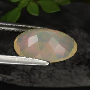 1.55캐럿 천연 멀티컬러 오팔, 타원형 컷, 10.8×7.4 mm, 투명한